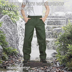 Pantaloni larghi da uomo in Nylon Spandex Streetwear personalizzabili pantaloni impermeabili elastici piatte Vintage di colore medio - Product Image 2