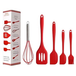 Nouvel ensemble de 5 ustensiles de cuisine en silicone résistant à la chaleur, spatules de cuisson économiques avec emballage en boîte pour <span class=keywords><strong>accessoires</strong></span> de cuisine domestique - Product Image 1
