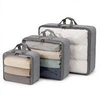 Sacs de rangement pliables en tissu avec fenêtre transparente, grande capacité, cubes de rangement de voyage à fermeture éclair, organisateur de valise