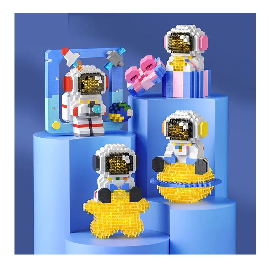 Vente chaude assembler bricolage jouets spatiaux brillant astronaute bloc de construction diamant Mini Micro Nano blocs