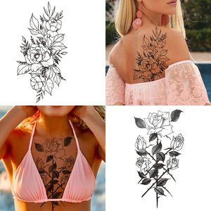 Tatuaggi temporanei per donne adulti, adesivi impermeabili per il trucco realistico delle gambe dei fiori - Product Image 2