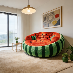 Canapé-lit en peluche en forme de pastèque, canapé rond géant moelleux, meubles de fruits originaux et créatifs pour la décoration du salon - Product Image 3