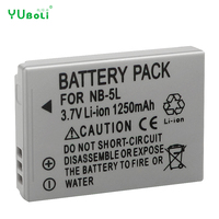 Baterai Kamera Li-ion Pengganti NB-5L 3.7V 1250mAh untuk Kamera Digital Canon IXUS 860 950 IS PowerShot S100 S110 SX210