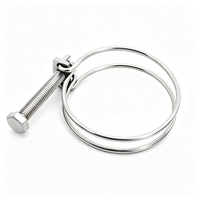Stainless Steel Double Wire Hose Clamp Heavy Duty Double Wire Tube Fastener Adjustable Screw Type for Marine Agricultural