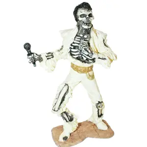 Cadeaux de vacances en résine personnalisés artisanat Halloween squelette Elvis statue décorations polyrésine célébrités homme crâne zombie figurine