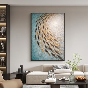 Hand Painted Oil Painting <b>Gold</b> <b>Frame</b> Rectangle Impressionism Modern Minimalist Entryway Living Room Wall Art - Product Image 4