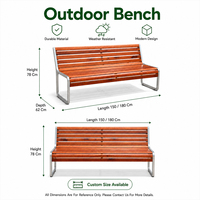 Bancs de patio extérieurs modernes, écologiques, durables, en acier inoxydable, résistants à l'eau, avec dossiers carrés, pour les écoles et les parcs urbains