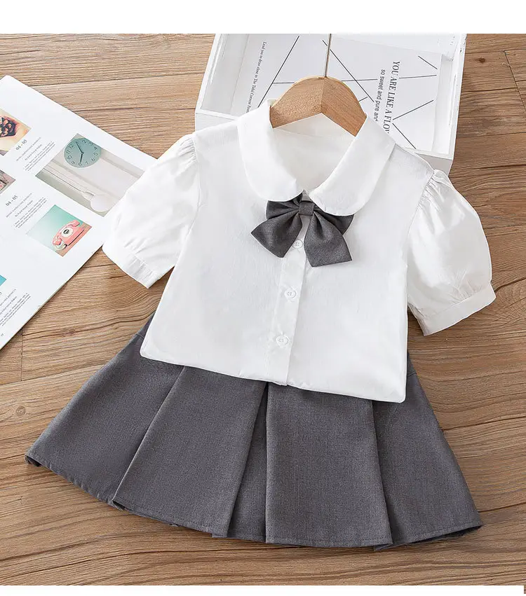 Uniforme scolaire filles chemisier chemise blanc chemises formelles enfant boutonné hauts retour à l'école habillé 3-14Y