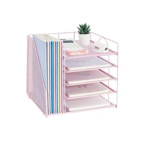 ที่จัดระเบียบเอกสารแบบตาข่ายโลหะ 5 ชั้น พร้อมที่ใส่แฟ้มและถาดใส่กระดาษ - Product Image 2