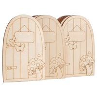 Porte de fée en bois, figurine décorative créative, bricolage, pièces en bois pour porte et fenêtre, non peintes, mini porte de maison de fée en bois, artisanat