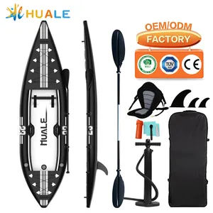 Venta al por mayor de bote inflable pontón individual sentarse en la parte superior logotipo personalizado canoa pesca kayak con motor eléctrico