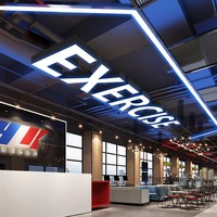 Éclairage commercial, luminaire suspendu long et carré, alphabet ABCD, lustre LED linéaire, luminaires suspendus pour immeuble de bureaux, dimmable