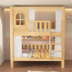 Letto <span class=keywords><strong>a</strong></span> Castello Doppio in Legno Massello <span class=keywords><strong>a</strong></span> Due Piani <span class=keywords><strong>per</strong></span> Bambini, Comodo e Resistente, Ideale <span class=keywords><strong>per</strong></span> Camere da Letto, Scuole, Hotel e Appartamenti - Product Image 2