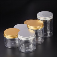 Conteneurs de stockage alimentaire transparents en plastique pour gâteaux, bonbons et animaux de compagnie, avec couvercle en aluminium argenté, 200 ml, 250 ml, 300 ml, 400 ml, 500 ml, 600 ml, 800 ml