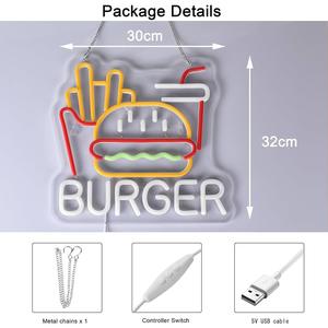 Letrero <span class=keywords><strong>de</strong></span> neón para hamburguesas fritas, luz LED, decoración <span class=keywords><strong>de</strong></span> pared, arte para el hogar, comida rápida, negocios, restaurante, Bar, hombre, decoración <span class=keywords><strong>de</strong></span> Cuevas - Product Image 4