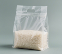 Sachet à fond carré imprimé en héliogravure, résistant à l'humidité, avec fermeture éclair, en plastique transparent givré, pour emballage de riz, litière pour chat et chien