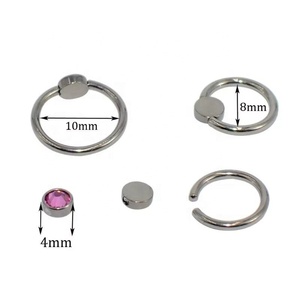 Anillos de titanio G23 con gemas de colores, anillos captivos CBR, pendientes de disco plano, anillos para el pecho, anillos multiusos - Product Image 4