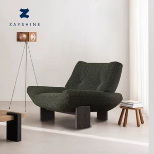 เก้าอี้ปรับเอนสไตล์อิตาเลียนโมเดิร์นเรโทรสีเขียวเชอร์ปา ยี่ห้อ Zayshine สำหรับห้องนั่งเล่น ห้องนอน ขาไม้จริง เหมาะสำหรับร้านกาแฟ เก้าอี้โซฟาผ้ากำมะหยี่ - Product Image 1