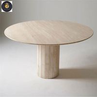 Tables à manger personnalisées Table moderne et durable en pierre de travertin pour l'extérieur et l'intérieur Table à manger ronde en travertin