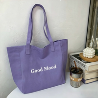 Grand sac fourre-tout en toile à motif de dessin animé pour femmes, avec logo personnalisé imprimé, fermeture éclair, vente en gros