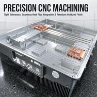 Casing Heatsink Aluminium CNC Kustom dengan Pipa Panas Tembaga Terintegrasi untuk Inverter Daya Telekomunikasi