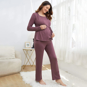 Ensemble de Pyjama d'allaitement pour <span class=keywords><strong>femme</strong></span> <span class=keywords><strong>enceinte</strong></span>, <span class=keywords><strong>pantalon</strong></span> à taille réglable - Product Image 3