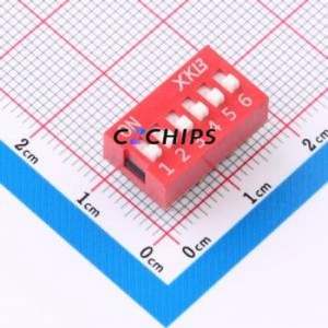 DS-06RP DIP Switch Through hole Component (THT) Switch Flat Toggle, Raised Type Single Pole Single Throw 6 PC Pin - Product Image 1