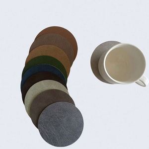 Brown Round Shape Coaster Custom One's Logo Promotional Cup Mat Coaster <b>Set</b> - Product Image 4