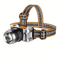 Linterna Frontal LED de Emergencia con Zoom de Largo Alcance (100-199M), Portátil, Recargable, Impermeable IP65, Haz Ajustable, Carga USB-C