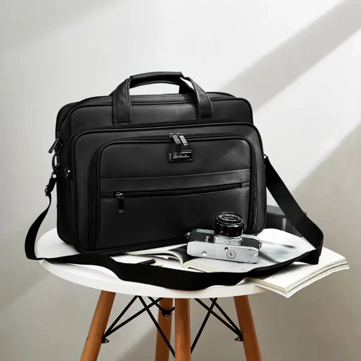 WATER-RESISTANT LIGHTWEIGHT SHOULDER TRAVEL BAG BLACK LAPTOP BAGS 17 INCH BRIEFCASE FOR MEN