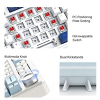 Keyboard Mekanik Gasket 75% Nirkabel Hot Swappable Gaming Keyboard dengan Knob BT/2.4GHz/USB-C Tri-Mode RGB Backlight