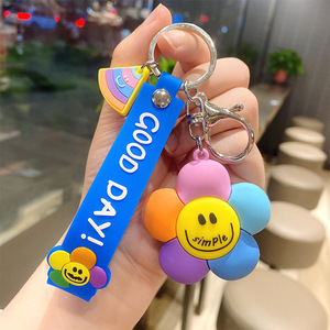 Sáng Tạo Cao Su Mặt Cười Keychain Dễ Thương PVC Hạnh Phúc Mặt Dây Chuyền Móc Khóa Vòng Chìa Khóa Cho Cô Gái Phụ Nữ Phụ Kiện - Product Image 4