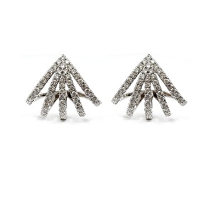 Boucles d'oreilles Solitaire, bijoux d'usine, or blanc 18k, bijoux en diamant de haute qualité, forme de Triangle, boucles d'oreilles pour dame - Product Image 1