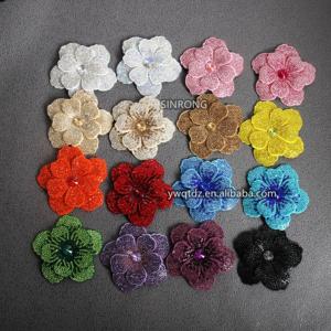 Raffinata Applicazione Floreale 3D a Doppio Strato con Strass, 8 cm |    Toppe in tessuto non tessuto per abiti fai da te, borse e accessori moda - Product Image 6