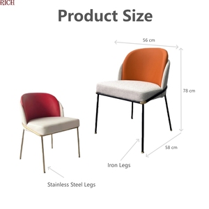 Italy Luxury High End Metal Frame PU <strong>Leather</strong> Fabric <strong>Dining</strong> <strong>Chair</strong> for Home Villa Apartment Kitchen Room Hotel Restaurant Cafe - Product Image 6