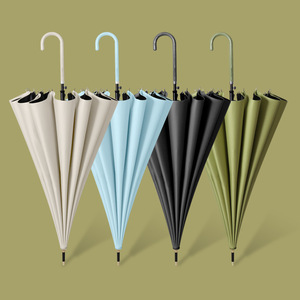 16-Rib Straight Umbrella Large Size Curved Handle Windproof Sunshade Umbrella For Rain And Sun Protection - Product Image 4