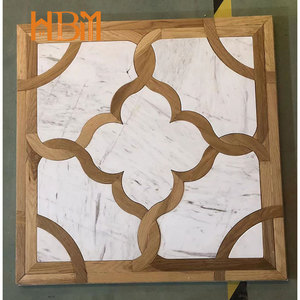 Natural Engineering Oak <strong>Wood</strong> <strong>Flooring</strong> White Marble Inlay Click Lock Installation Modern Bedroom Eco-Friendly Parquet <strong>Pattern</strong> - Product Image 4