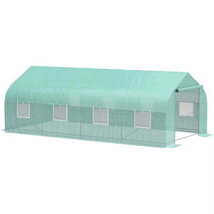 Serre <span class=keywords><strong>tunnel</strong></span> autoportante 19,4x9,7x7,4 pieds, serre à arceaux, serre pour plantes, serre chauffée avec cadre en acier galvanisé, PE vert - Product Image 1