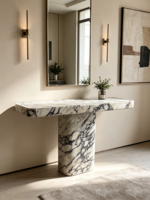 Table console en marbre Calacatta Viola, table moderne pour couloir et entrée, table console en pierre naturelle pour villa, décoration intérieure