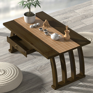 Table de fenêtre en baie de style japonais, table basse en bois massif, faite à la main pour salon ou chambre, table à thé Tatami - Product Image 4