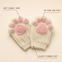 Kit de fabrication de mitaines en crochet faites à la main en forme de patte de chat, ensemble de matériaux pour gants sans doigts DIY pour débutants et cadeaux