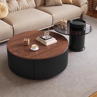 Nouvelle table basse italienne minimaliste durable, éco-responsable, en bois et métal, design haut de gamme pour salon, usage domestique