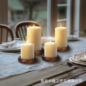 Portavelas de madera redondo de 8 cm, decoración para el hogar de pino, adorno de aromaterapia - Product Image 2