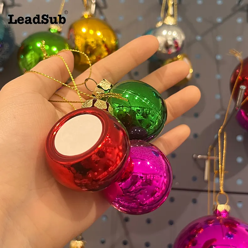 LeadSub 2024 Sublimation Xmas Item 4cm 6cm 8cm Colored Shatterproof Plastic Christmas Ball Decoration Ornaments for Sublimation