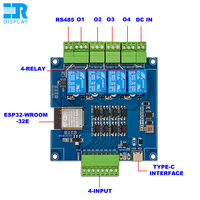 Carte de développement de module relais HAORAN HR32EA-I4O4 à 4 canaux ESP32-WROOM-32E avec interfaces RS485 et Type-C