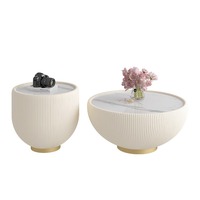 Ensemble de meubles de luxe Top Tables basses Design marbre moderne nouveau métal fer meubles de salon table basse en nacre