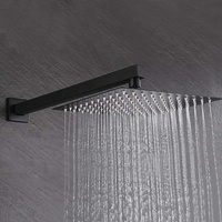 Ensemble de douche LED noir mural en laiton de luxe avec mitigeur et robinets de salle de bain, kit de douche pluie