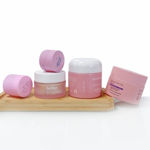 Emballages cosmétiques personnalisés en verre rose mat givré, pots de maquillage, contenants de luxe vides pour crème pour le visage, 20g, 30g, 50g - Product Image 1