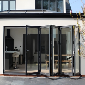 Porte patio pliante panoramique en aluminium à double vitrage, en verre trempé insonorisé, style moderne, fournie directement par l'usine - Product Image 1