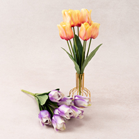 Bunga Sutra Buatan Hijau 9 Tangkai Tulip Keriting - Sempurna untuk Latar Belakang Pernikahan, Ulang Tahun, Hari Valentine, Perlengkapan Foto Dalam Ruangan